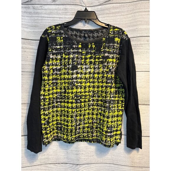 Kenneth Cole New York Long Sleeve Knit Top Black/Yellow Size S - Picture 1 of 3